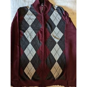 Tasso Elba Zip-Up Cardigan Sweater, Wine, Large